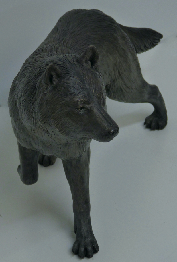Wolf, Bronze Sculpture Tom Hjorleifson